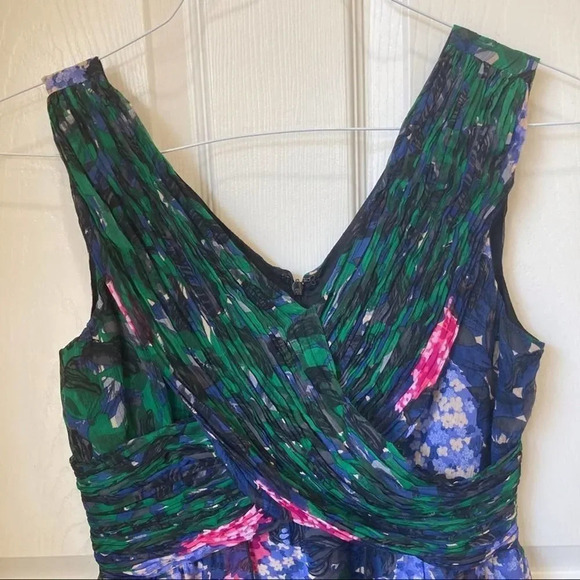 ANNA SUI Blurred Hydrangea Dress Watercolor Floral Size 2 Sleeveless Mini Black - Picture 4 of 8